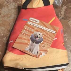 Mido Inflatable Pet Collar - Vibrant Red and Yellow Size Large